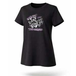 SHEIN Size Small Teddy Graphic T-Shirt Black Tee Women’s Casual Top NIB